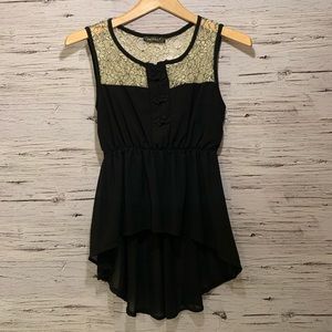 Black sleeveless blouse